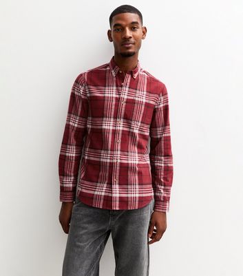 Dark Burgundy Regular Fit Long Sleeve Checked Oxford Shirt 3 Dark Burgundy Regular Fit Long Sleeve Checked Oxford Shirt