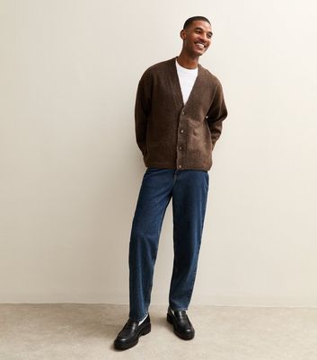 Brown Relaxed Fluffy V Neck Cardigan