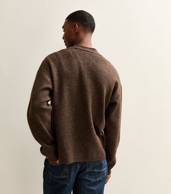 Brown Relaxed Fluffy V Neck Cardigan