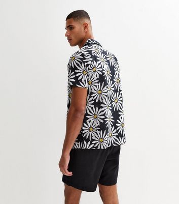 Black Daisy Print Regular Short Sleeve Shirt 4 Black Daisy Print Regular Short Sleeve Shirt