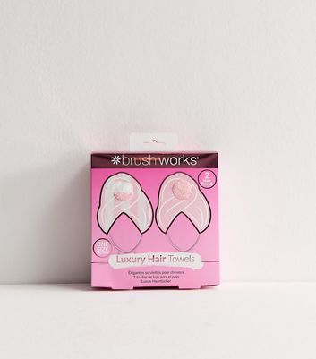 Brushworks Pack Of 2 Pink Striped Hair Turbans