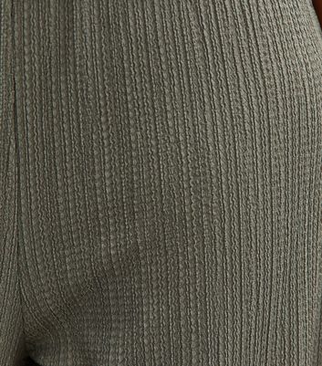 Girls Khaki Textured Jersey Wide Leg Trousers 5 Girls Khaki Textured Jersey Wide Leg Trousers