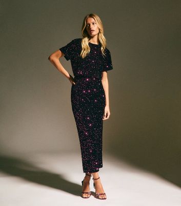 Burgundy Velvet Sequin Embellished T-Shirt