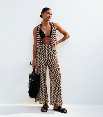 Black Chevron Crochet-Look Beach Waistcoat 4 Black Chevron Crochet-Look Beach Waistcoat