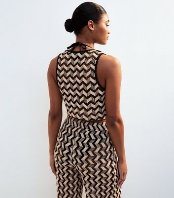 Black Chevron Crochet-Look Beach Waistcoat 5 Black Chevron Crochet-Look Beach Waistcoat
