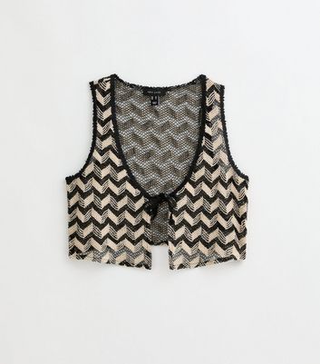Black Chevron Crochet-Look Beach Waistcoat 7 Black Chevron Crochet-Look Beach Waistcoat