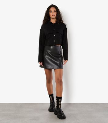 Apricot Black Twill Cropped Shirt