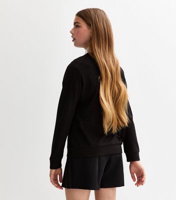 Girls Black Pack Of 2 Crew Neck School Jumpers 4 Girls Black Pack Of 2 Crew Neck School Jumpers