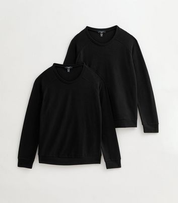 Girls Black Pack Of 2 Crew Neck School Jumpers 5 Girls Black Pack Of 2 Crew Neck School Jumpers