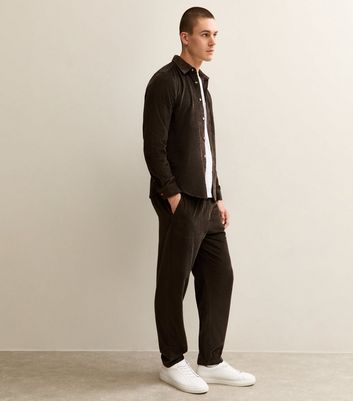 Brown Relaxed Pull On Drawstring Waist Corduroy Trousers