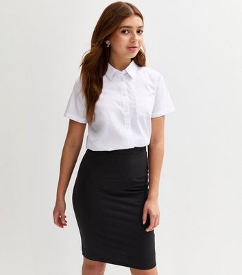 Girls Black Jersey Pencil School Skirt