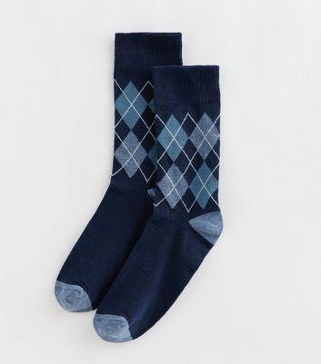 Blue Argyle Ankle Socks