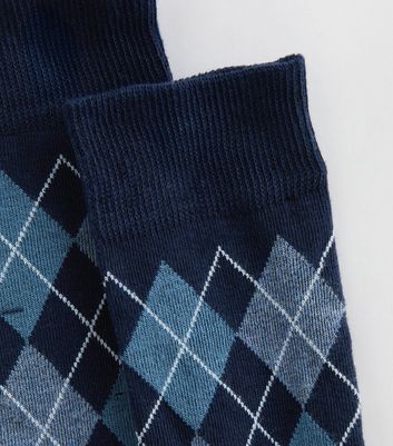 Blue Argyle Ankle Socks
