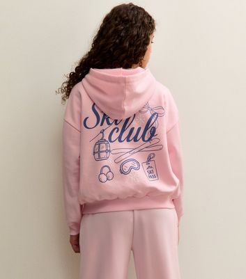 Girls Light Pink Cotton Ski Logo Hoodie 4 Girls Light Pink Cotton Ski Logo Hoodie