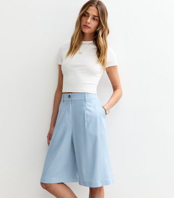 Blue Tailored Knee Length Short