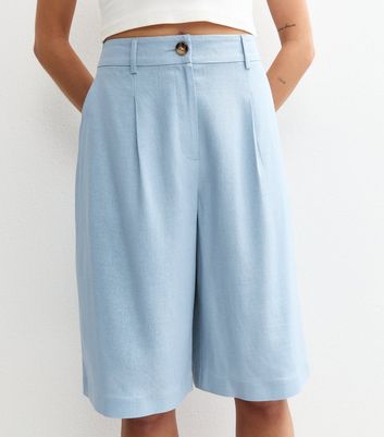 Blue Tailored Knee Length Short