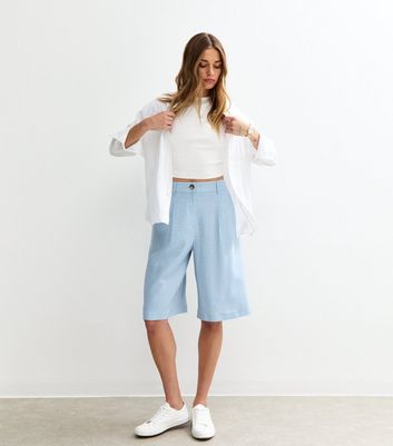 Blue Tailored Knee Length Short 3 Blue Tailored Knee Length Short