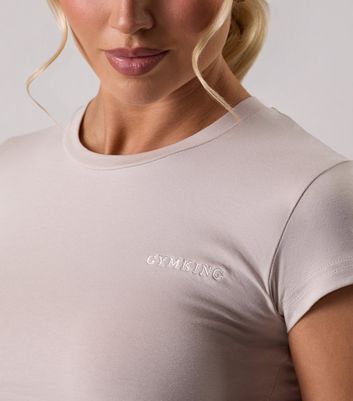 Gym King 365 Grey Logo Embroidered Cropped T-Shirt 4 Gym King 365 Grey Logo Embroidered Cropped T-Shirt