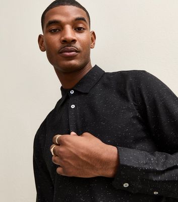 Black Speckled Regular Long Sleeve Shirt