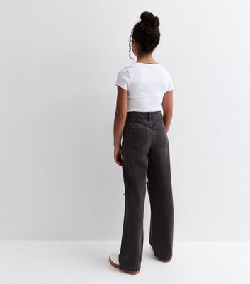 Girls Black Ripped Wide Leg Jeans 5 Girls Black Ripped Wide Leg Jeans