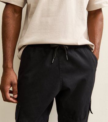 Black Relaxed Cuffed Cargo Trousers