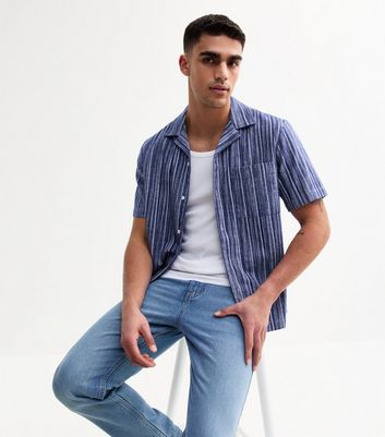 Blue Regular Striped Short Sleeve Shirt