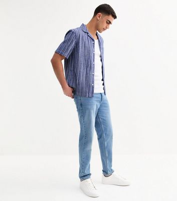 Blue Regular Striped Short Sleeve Shirt 3 Blue Regular Striped Short Sleeve Shirt