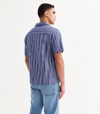 Blue Regular Striped Short Sleeve Shirt 4 Blue Regular Striped Short Sleeve Shirt