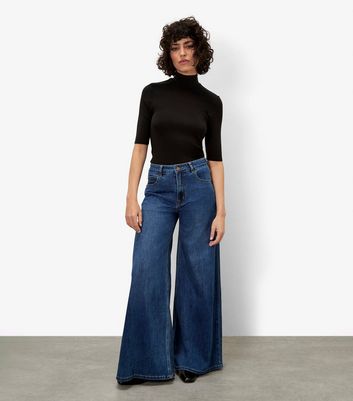 Apricot Navy Super Wide Leg Jeans