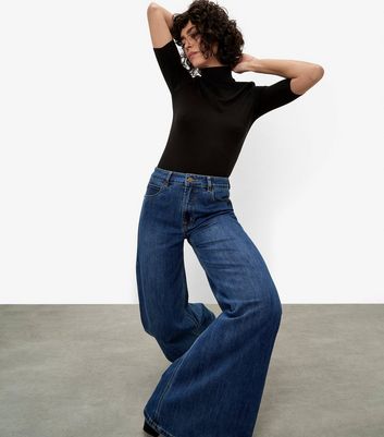 Apricot Navy Super Wide Leg Jeans