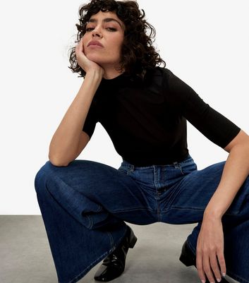 Apricot Navy Super Wide Leg Jeans