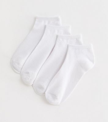 4 Pack of White Trainer Socks
