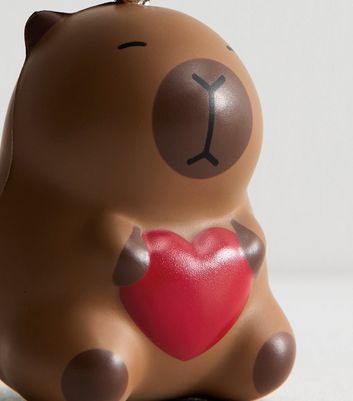 Brown Capybara Heart Keyring
