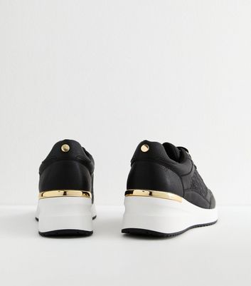 Black Logo Sports Wedge Trainers 6 Black Logo Sports Wedge Trainers