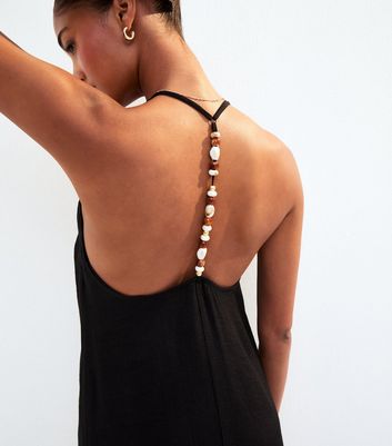 Black Beaded Back Maxi Dress