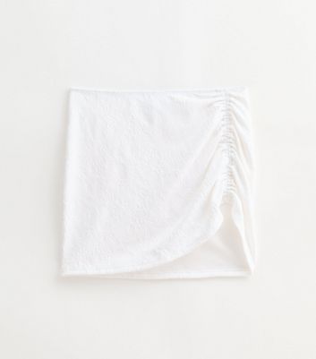 Girls White Textured Ruched Beach Skirt 5 Girls White Textured Ruched Beach Skirt