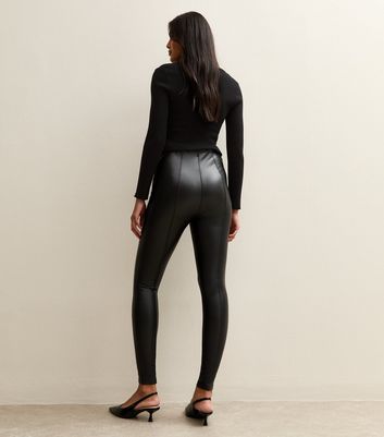 Black Faux Leather High Waisted Leggings