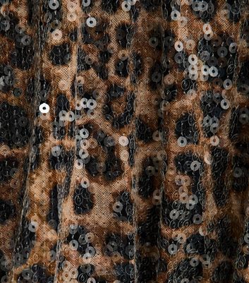 Girls Brown Leopard Print Sequin Puffball Hem Skort 5 Girls Brown Leopard Print Sequin Puffball Hem Skort