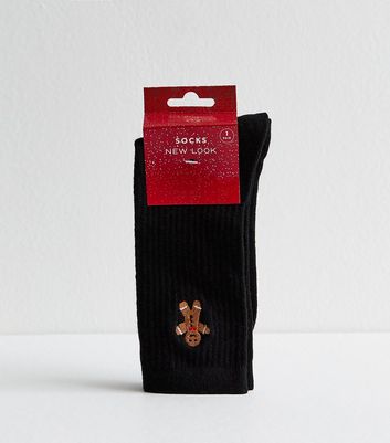 Black Embroidered Gingerbread Man Ankle Socks 3 Black Embroidered Gingerbread Man Ankle Socks