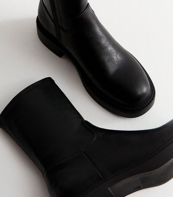 Black Chunky Sole Sock Fit Ankle Boots 3 Black Chunky Sole Sock Fit Ankle Boots