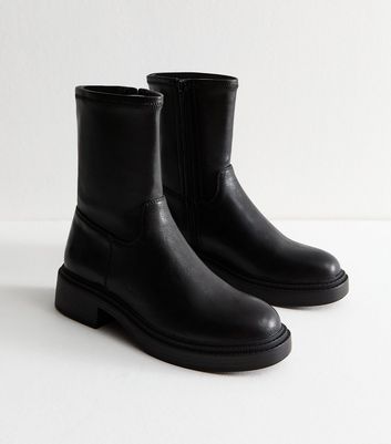 Black Chunky Sole Sock Fit Ankle Boots 4 Black Chunky Sole Sock Fit Ankle Boots