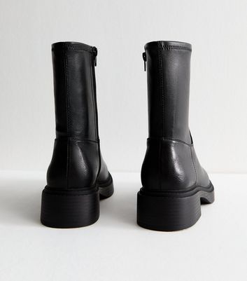 Black Chunky Sole Sock Fit Ankle Boots 5 Black Chunky Sole Sock Fit Ankle Boots