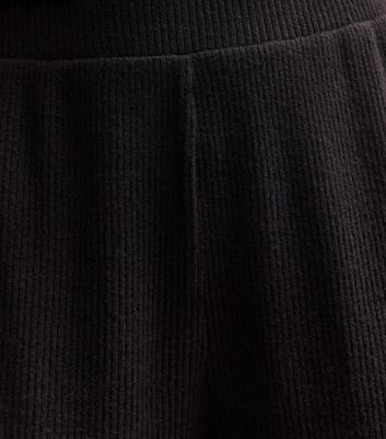 Black Brushed Ribbed Wide Leg Trousers 5 Black Brushed Ribbed Wide Leg Trousers