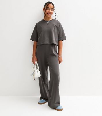 Girls Dark Grey Short Sleeve Sweatshirt 3 Girls Dark Grey Short Sleeve Sweatshirt