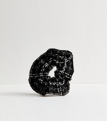 Black Boucle Knit Scrunchie