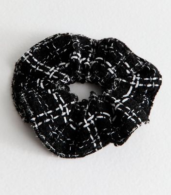 Black Boucle Knit Scrunchie 3 Black Boucle Knit Scrunchie