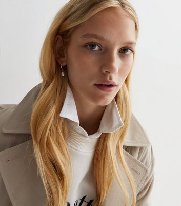 18ct Gold Plated Faux Pearl Drop Hoop Earrings