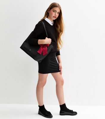 Girls Black V Neck Knitted School Jumper 3 Girls Black V Neck Knitted School Jumper