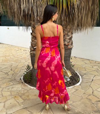 AX Paris Pink Abstract Print Ruffled Midi Dress 3 AX Paris Pink Abstract Print Ruffled Midi Dress