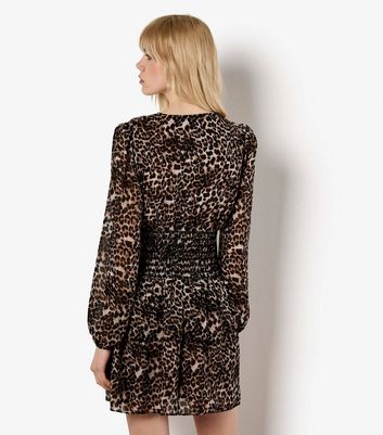 Apricot Black Leopard Print Elasticated Waist Dress 3 Apricot Black Leopard Print Elasticated Waist Dress